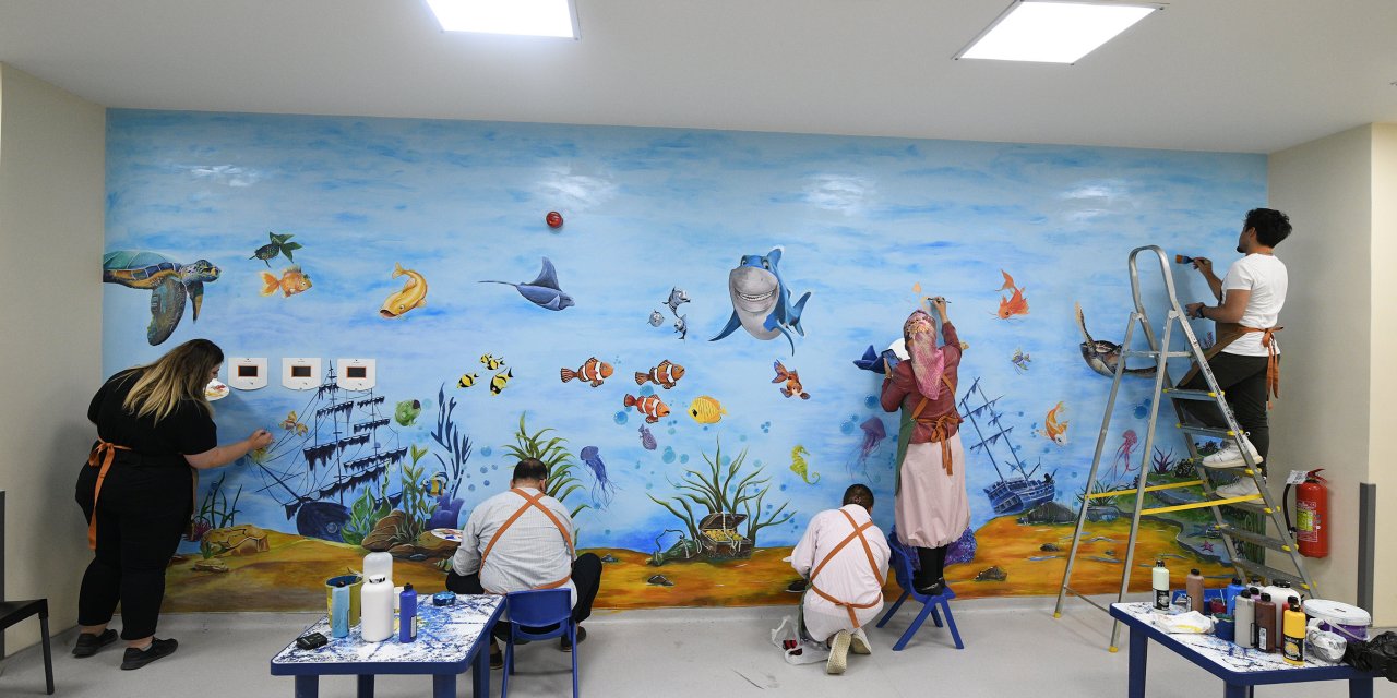Konya’nın en renkli hastanesi! Gönüllüler 3 ayda bu hale getirdi