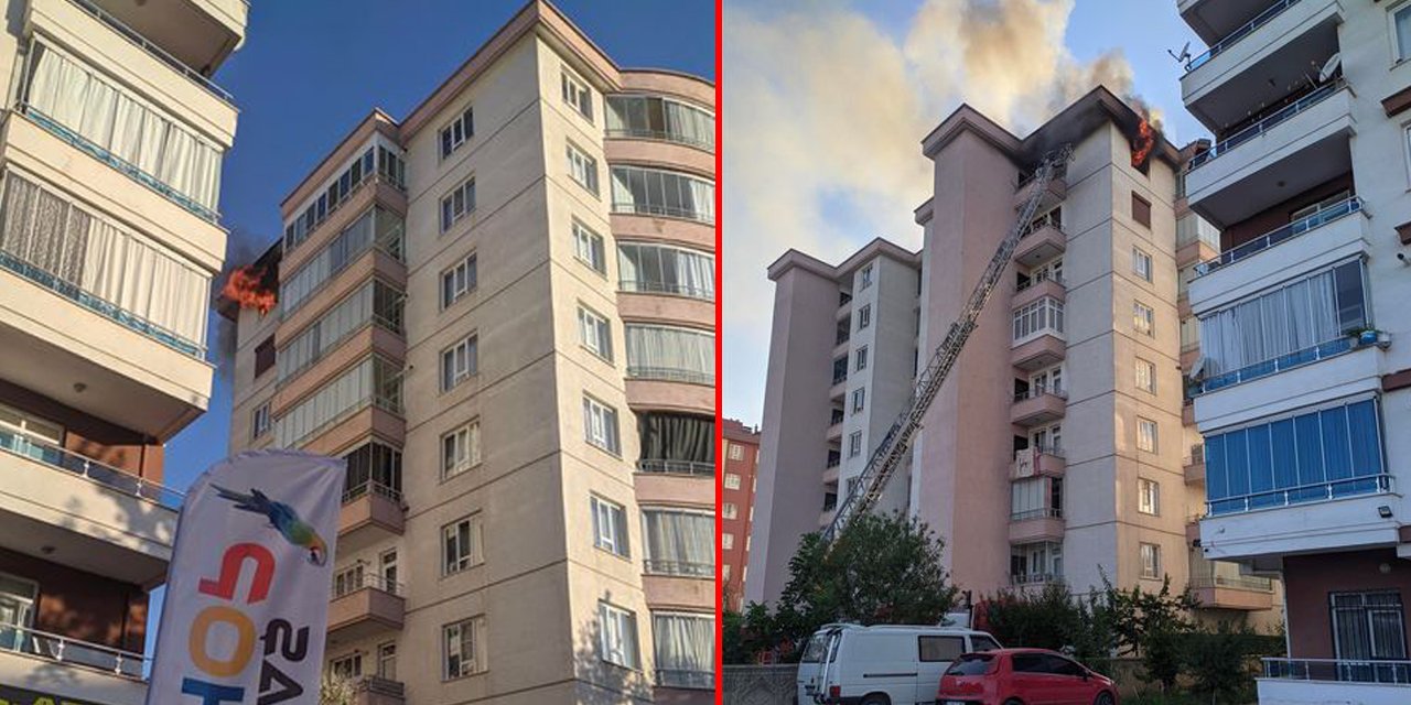 Konya’da 8 katlı binada korkutan yangın