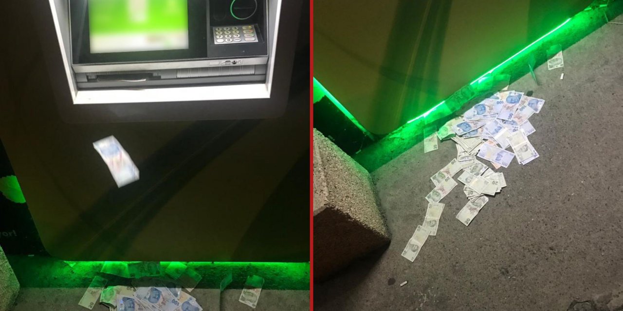 ATM'ye fazla yüklenen paralar yola saçıldı