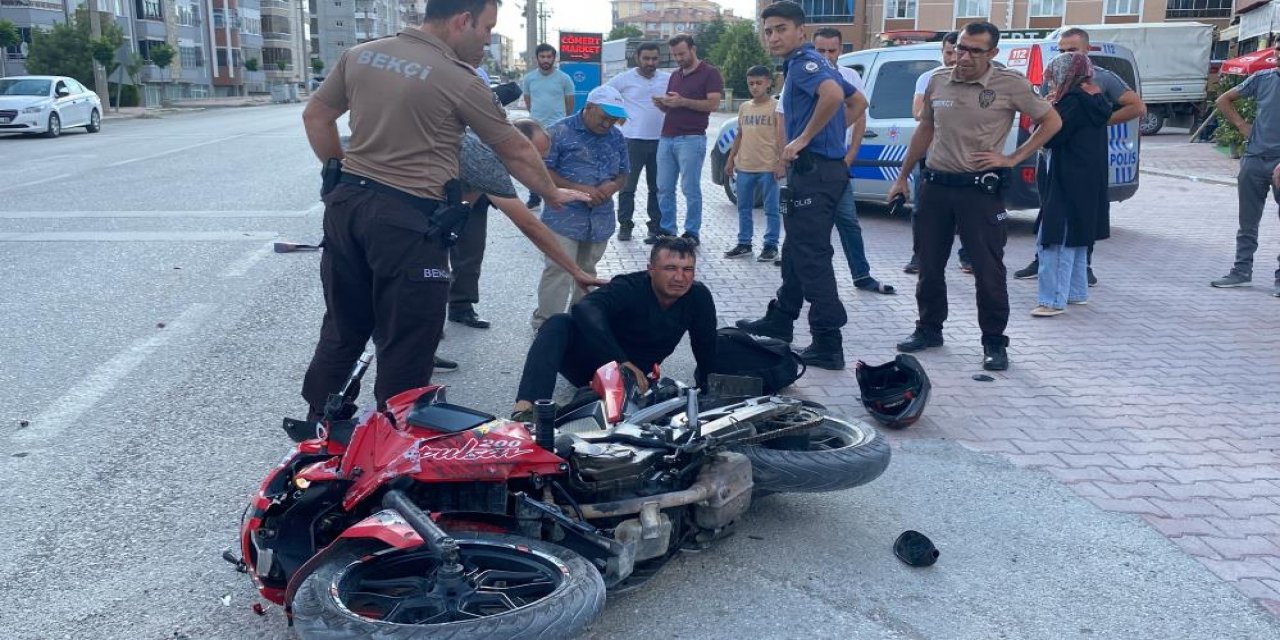 Konya'da polisle motosikletli kovalamacası kazayla bitti