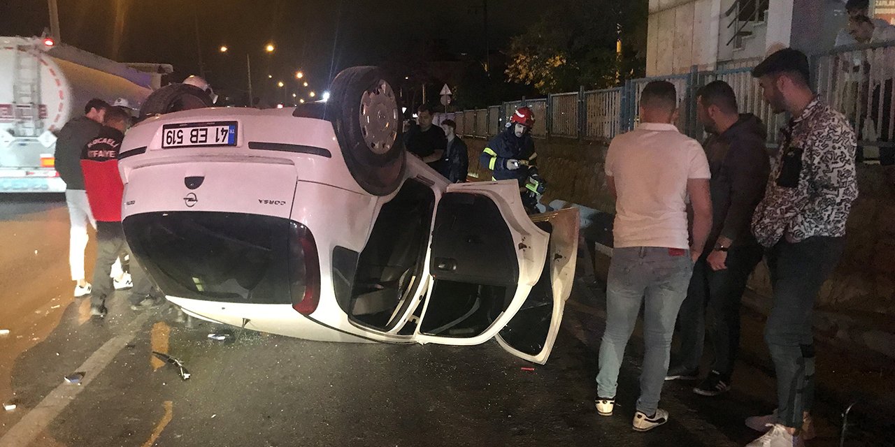 Takla atan otomobilden çıkan 5 arkadaşın burunları bile kanamadı