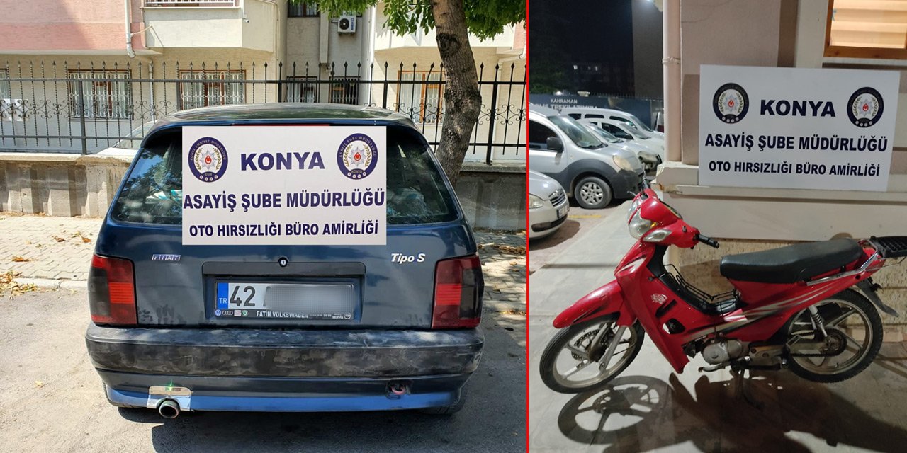 Konya’da otomobil ve motosiklet çaldığı iddia edilen iki şüpheli yakalandı
