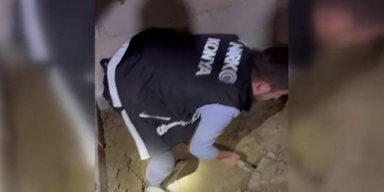 Konya’da 10 kilo uyuşturucu, şöminenin zeminine gömülü bulundu