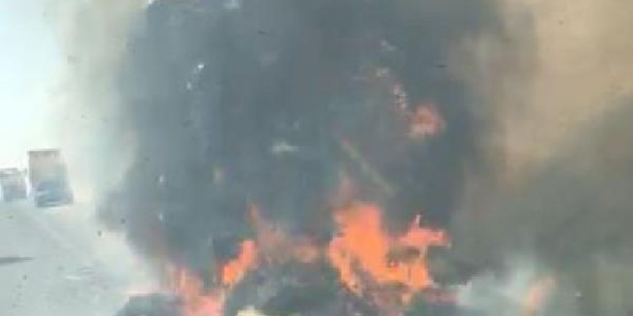 Saman yüklü 3 TIR alev alev yandı!