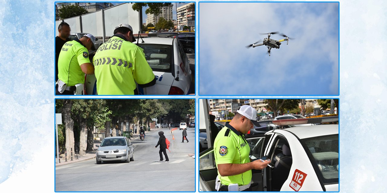 Konya’da trafik polisi dronla yaya güvenliği denetimi yaptı