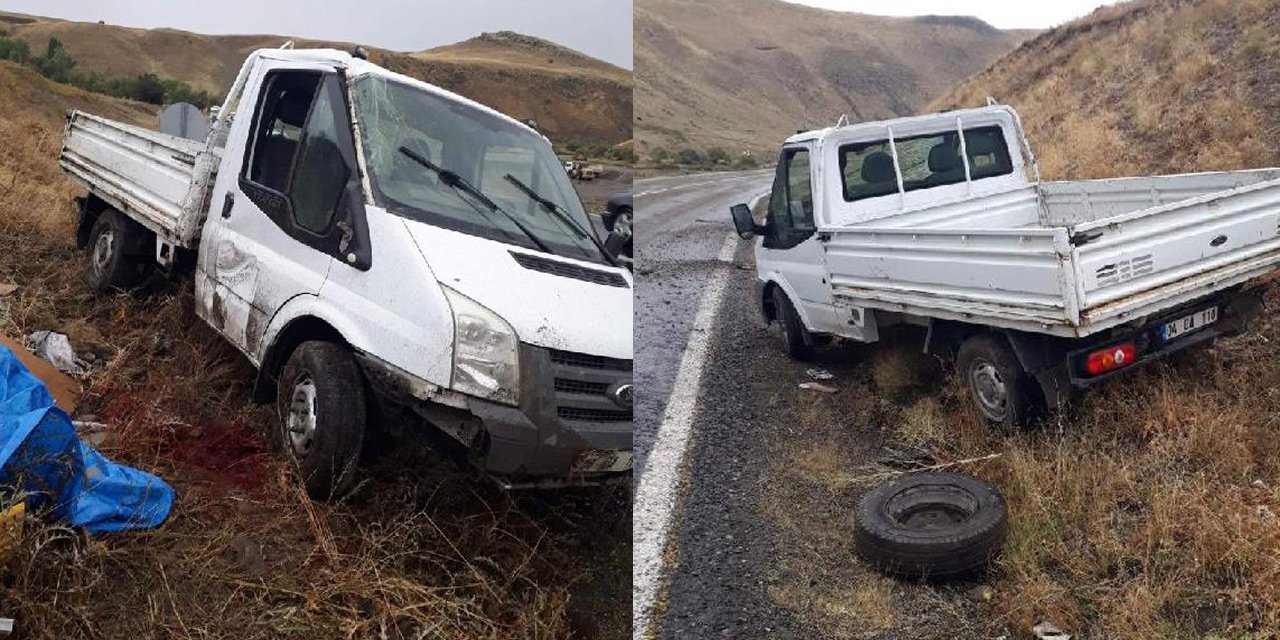 Kamyonet şarampole devrildi: 1 ölü, 2 yaralı