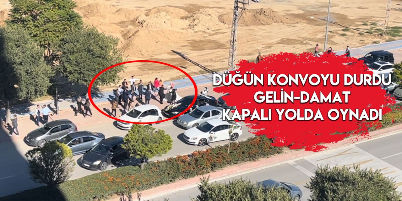 Yer Konya! Konvoy yolu kapattı, gelin ve damat kaldırımda böyle oynadı