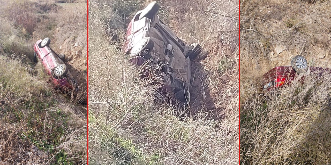 Konya’da otomobil kanala devrildi