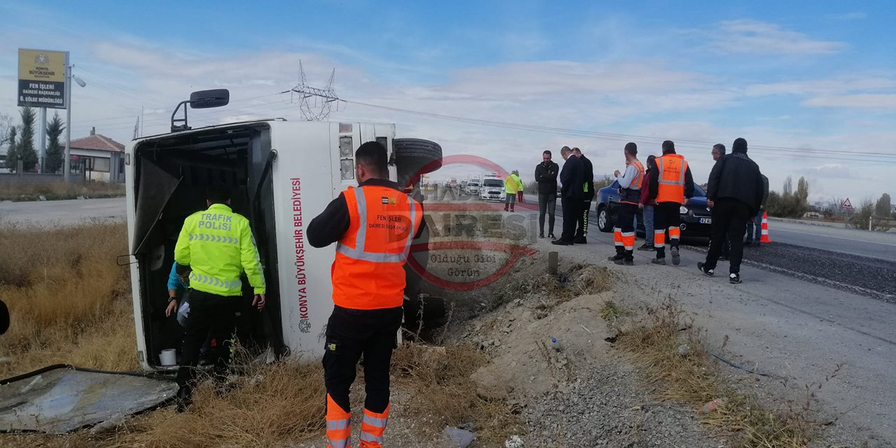 Son Dakika: Konya’da işçi servis aracı devrildi