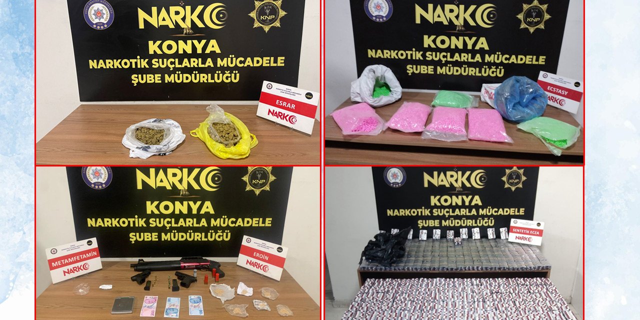 Konya polisi binlerce uyuşturucuyu kömür çuvallarının arasında buldu