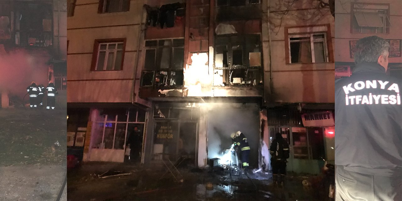 Konya’da bir iş yeri yandı, 3 katlı binaya sıçradı