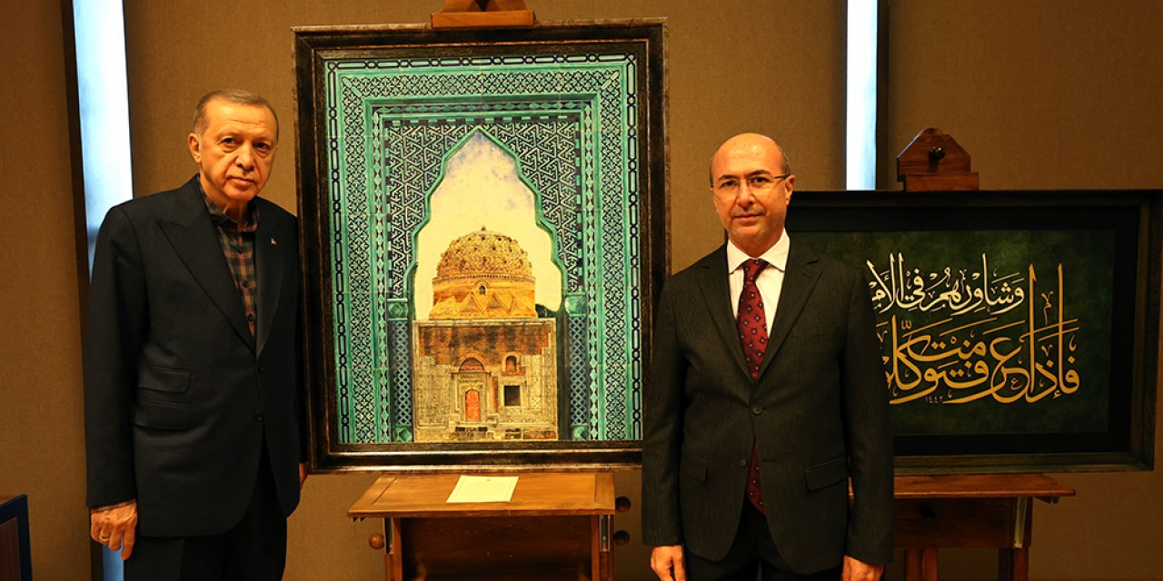 Başkan Pekyatırmacı, Cumhurbaşkanı Erdoğan’a tablo hediye etti