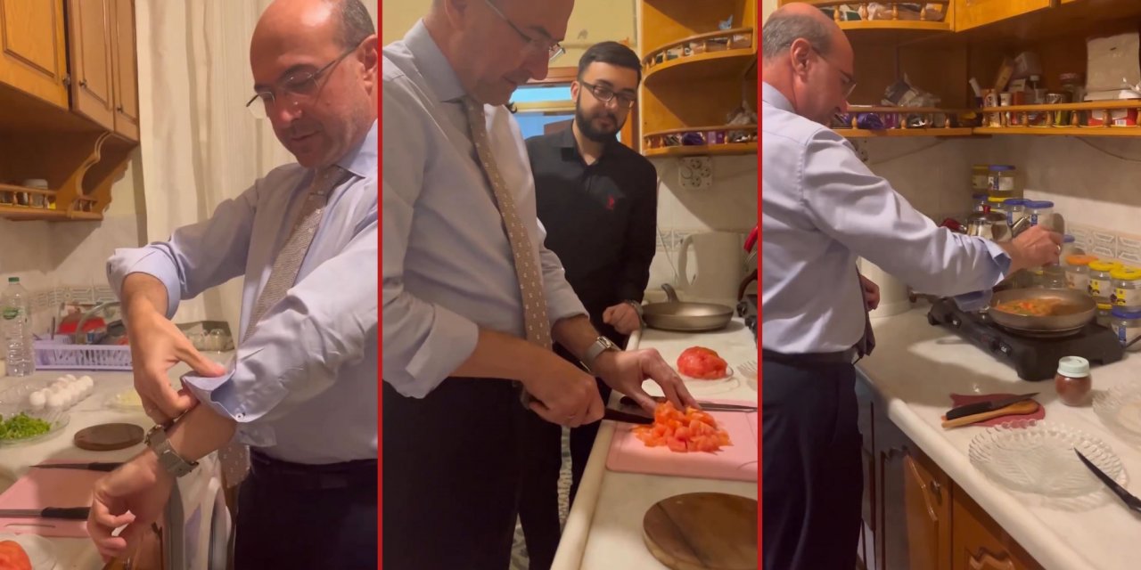 Başkan ocak başında! Öğrencilere menemen yaptı