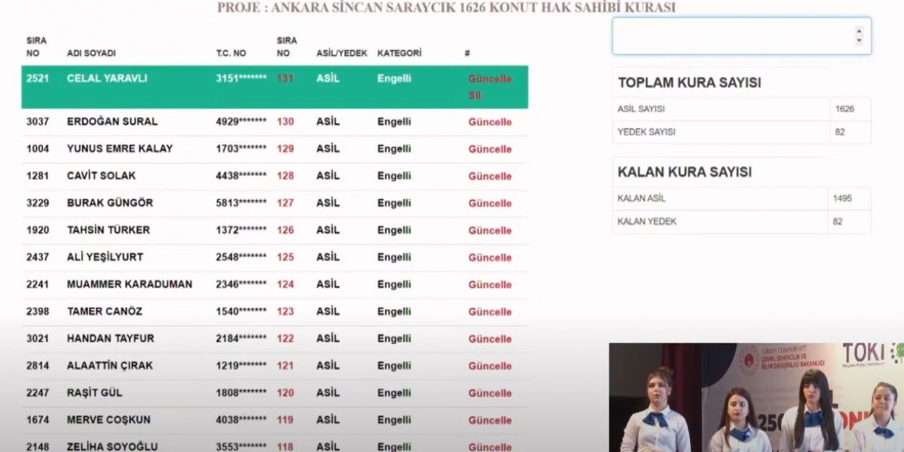 TOKİ Sincan Saraycık kura çekimi sonucu 2023 I CANLI İZLE