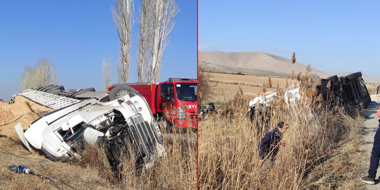 Konya’da saman balyası yüklü kamyon devrildi: 1 ölü, 1 yaralı