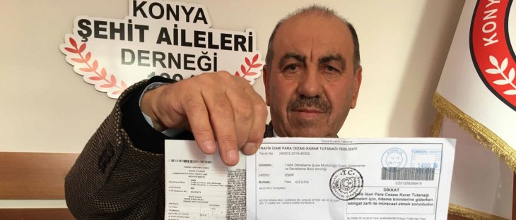 Konyalı şehit babasının otomobiline, hiç gitmediği İzmir'de park cezası kesildi