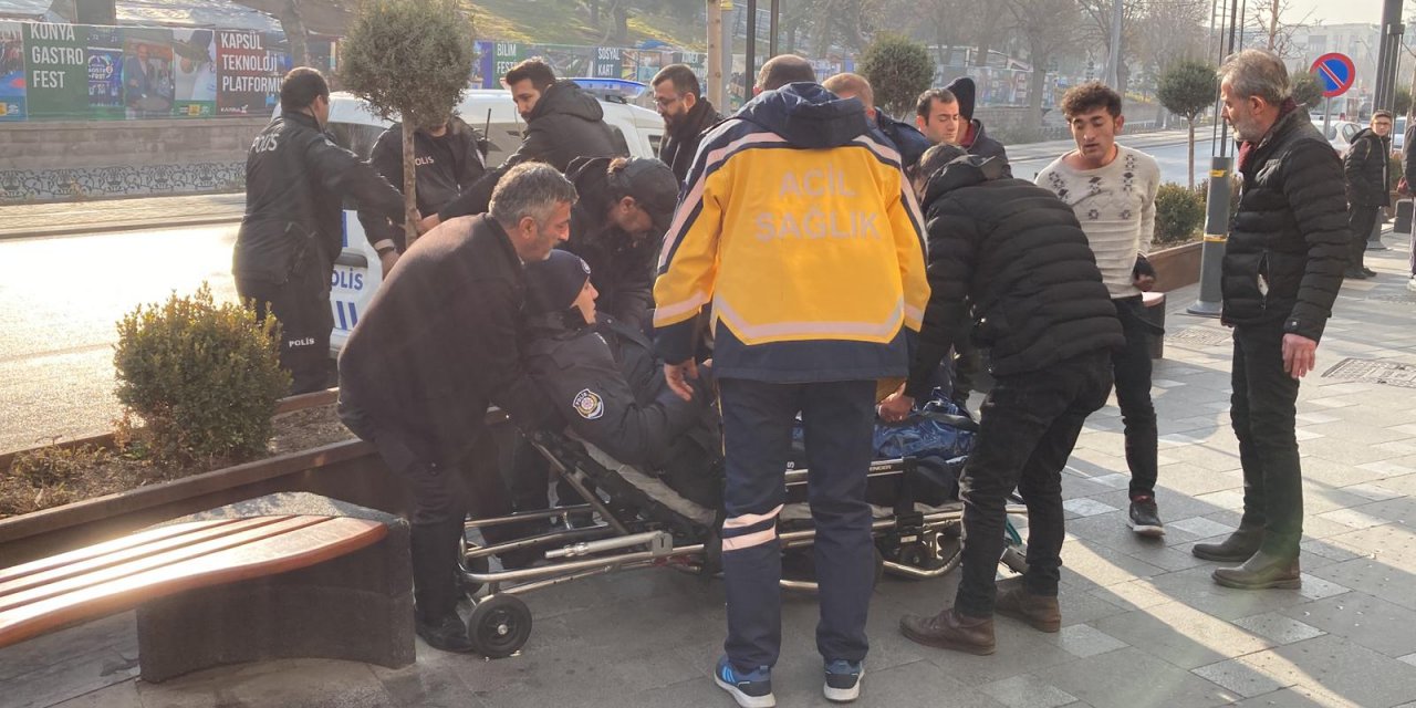 Konya’da taciz iddiası olayına müdahale eden polisin bacağı kırıldı