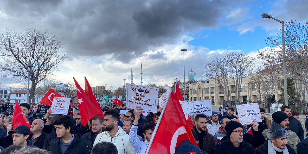 Konya’da İsveç tepkisi! Kur'an-ı Kerim'in yakılması protesto edildi