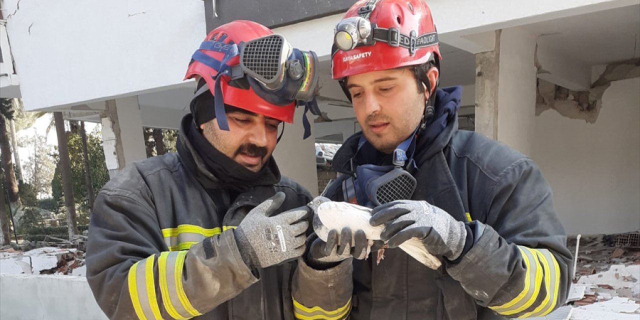 Konya itfaiyesi, Hatay’da enkaz altında kalan 2 güvercini kurtardı