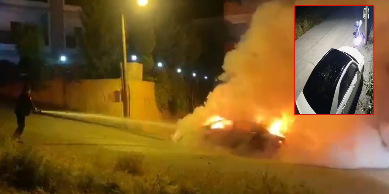 Konya’dan Manavgat’a gittiği gece lüks otomobili kundaklandı