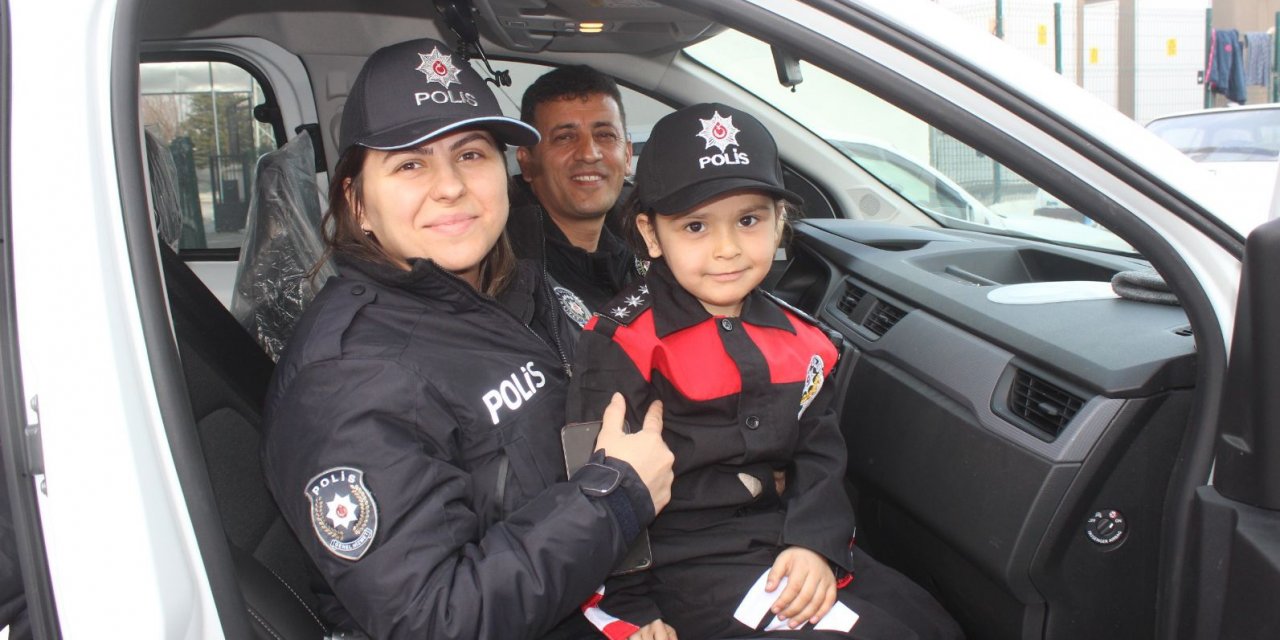 Konya polisi depremzede çocuğun hayalini gerçeğe dönüştürdü