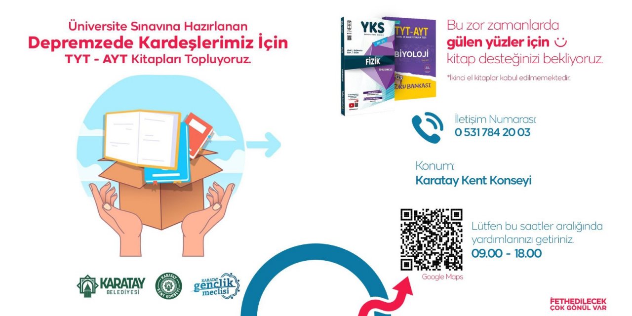 Karatay’da YKS’ye hazırlanan depremzedeler için kitap bağış kampanyası