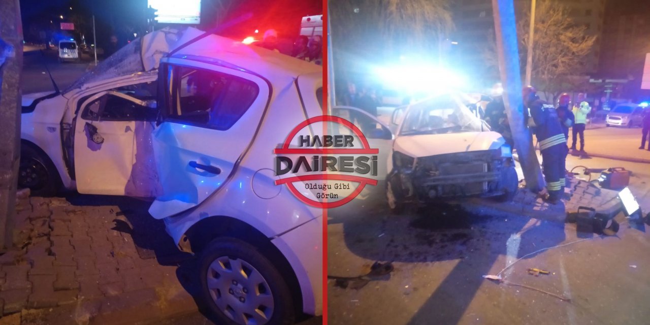 Konya’da otomobil direğe çarptı, sürücü hayatını kaybetti
