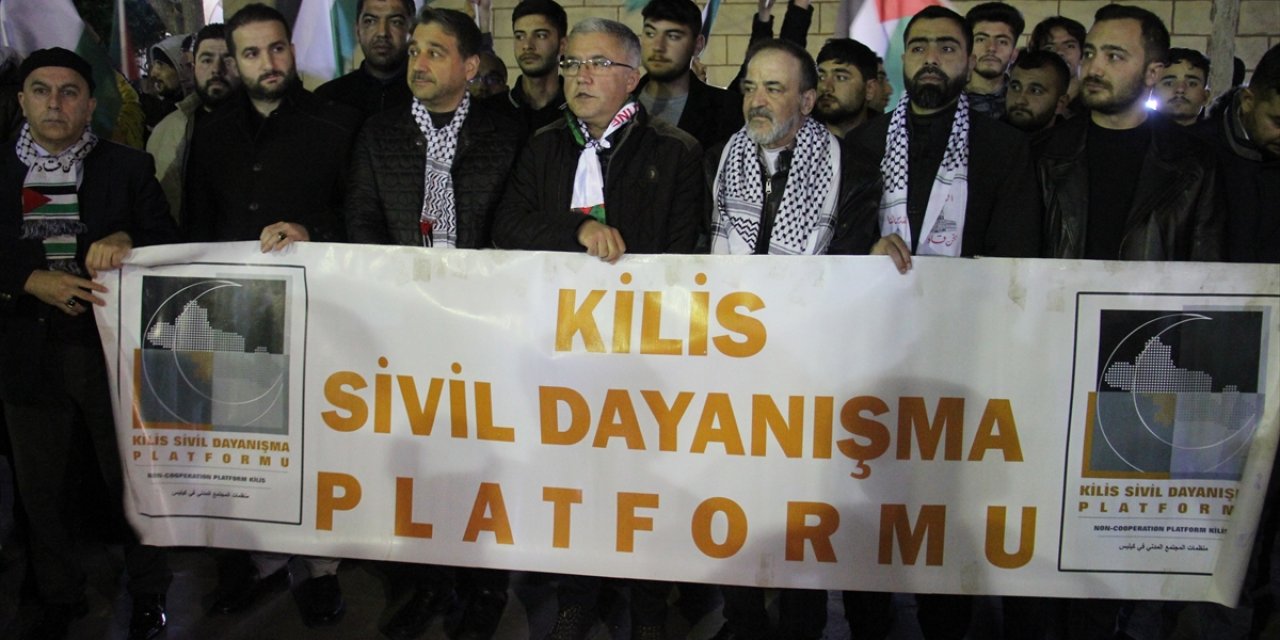 İsrail'in Mescid-i Aksa'ya saldırısı Kilis'te protesto edildi