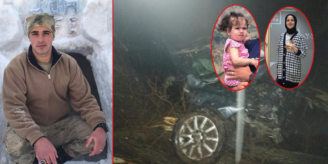 Feci kaza! Şarampole devrilen otomobildeki uzman çavuş, eşi ve kızı öldü