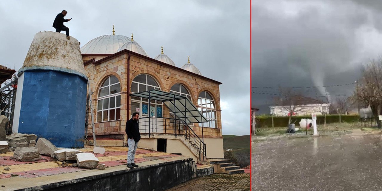 Konya’nın komşu ilinde şiddetli fırtına caminin minaresini yıktı! İmam yaralandı