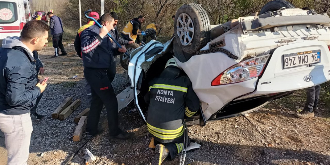 Konya’da otomobil devrildi: 1 ölü, 2 yaralı