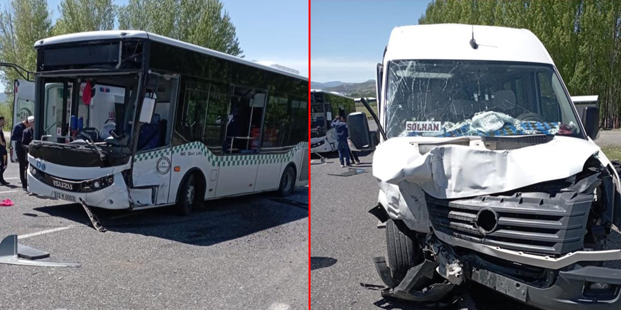 Halk otobüsü ile minibüs çarpıştı: 16 yaralı
