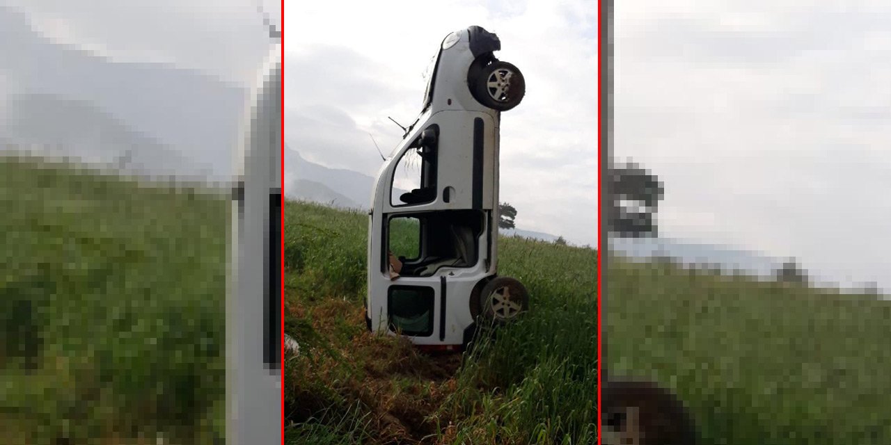 Takla atan hafif ticari araç bu şekilde durdu!