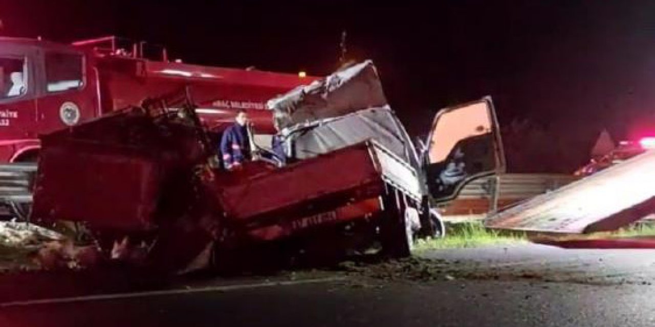 Tavuk yüklü kamyonet devrildi: 1 ölü, 1 yaralı