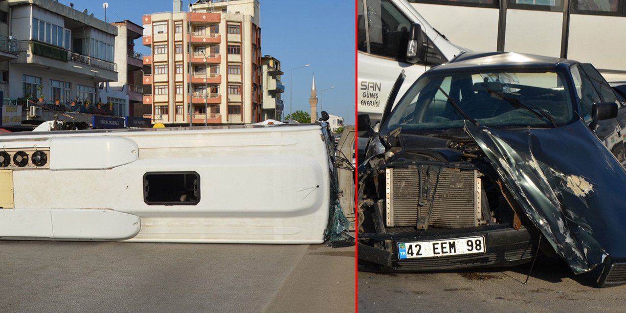 Konya plakalı otomobil ile işçi servisi çarpıştı: 12 yaralı