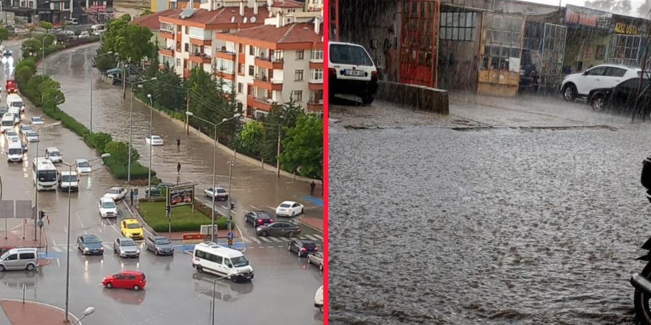 Konya'da bugün! Kuvvetli sağanak şehri birbirine kattı