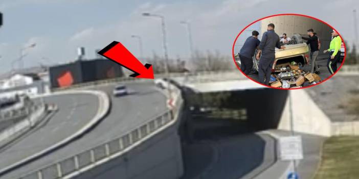 Konya’da otomobilin üst geçitten düşme anı görüntüsü ortaya çıktı