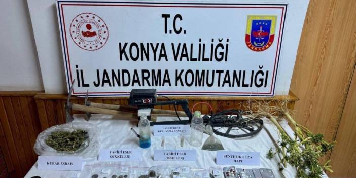 Konya’da tarihi eser ve uyuşturucu operasyonu bir arada yürütüldü