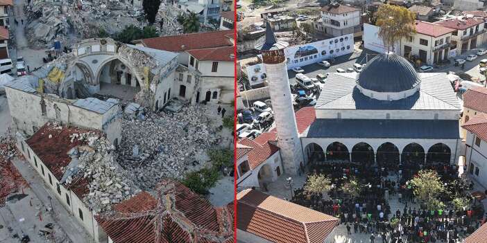 Depremle yerle bir olan cami, Konya’nın emeğiyle yeniden hayat buldu