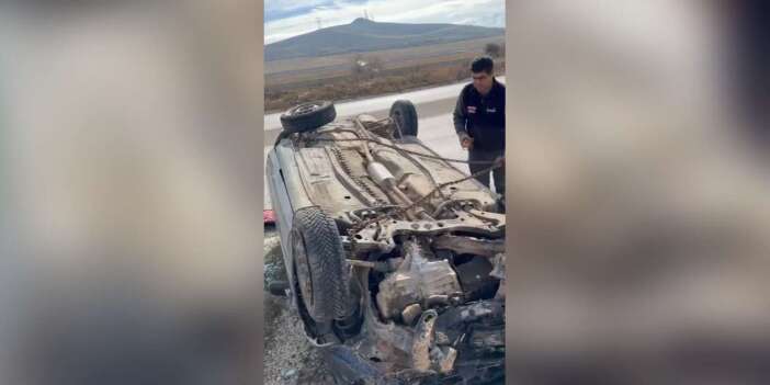 Konya’da kontrolden çıkan otomobil takla attı, sürücü yaralandı
