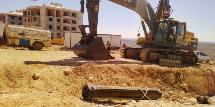 Gaziantep’e düşen füzenin parçaları görüntülendi