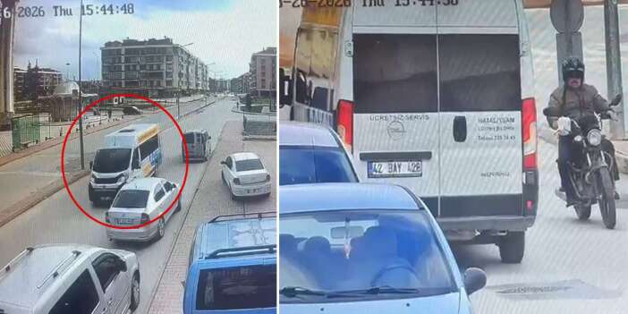 Konya’da servis aracı sürücüsü yaptığıyla canları tehlikeye attı