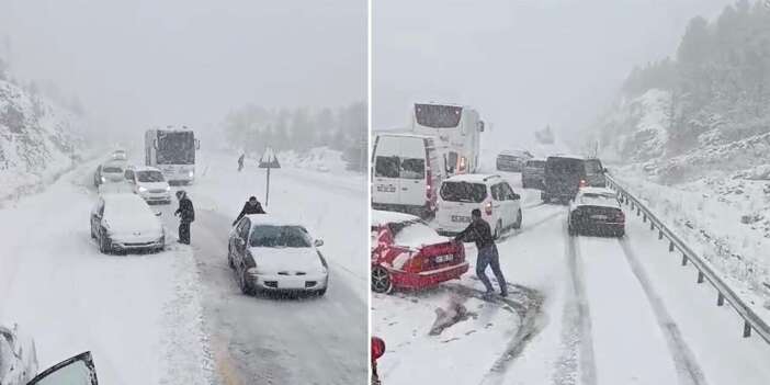 Konya’yı Antalya’ya bağlayan Alacabel geçidinde kar 20 santime ulaştı