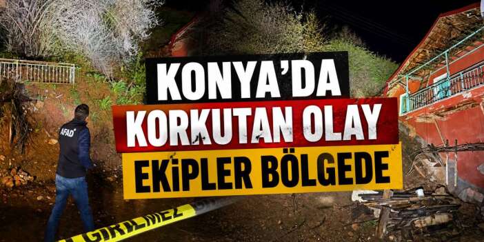 Konya'da ekipleri alarma geçiren olay! Ev ve yolun bir kısmı toprak altında kaldı