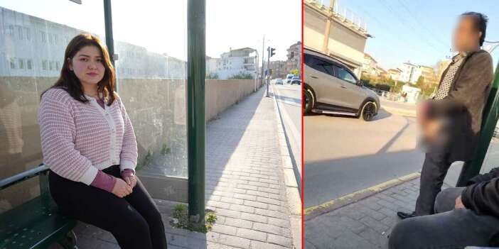 Durakta mide bulandıran görüntüler! Genç kızı böyle taciz etti