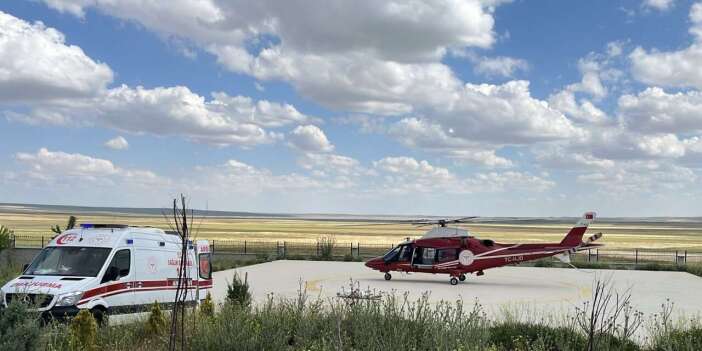 Konya’da zamanla yarış! Orhan Köylüoğlu için ambulans helikopter havalandı