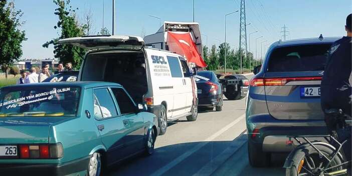 Konya'da düğün konvoyunda yolu kapatan TIR'a ağır ceza