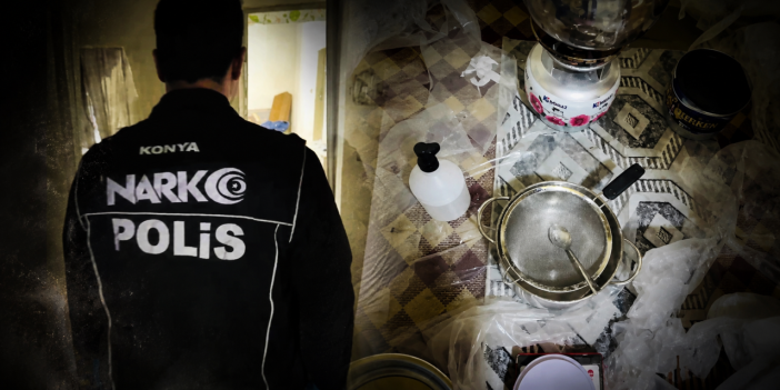 Konya'da uyuşturucu imalathanesine baskın! 9 kilodan fazla metamfetamin ele geçirildi
