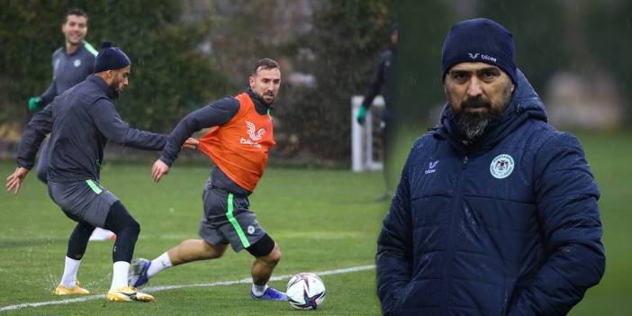 Süper Lig'de zirve hedefindeki Konyaspor yağmur altında çalıştı