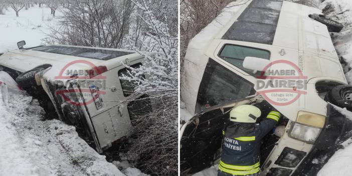 Konya’da yolcu minibüsü devrildi! Çok sayıda yaralı var